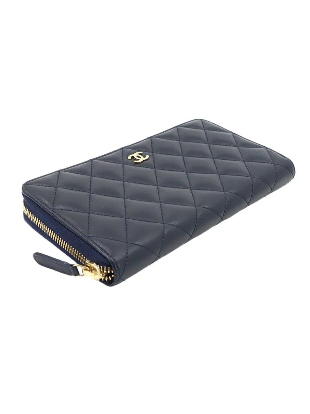 Chanel Quilted Classic Long Zip Wallet Zip Around Lambskin